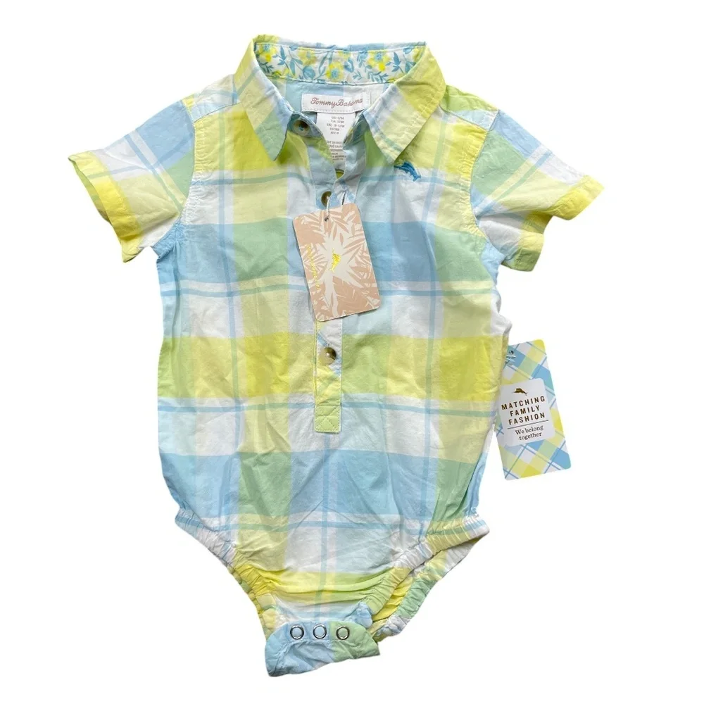 Tommy Bahama 12 Month New w/tags Plaid Polo One‎ Piece 100% Cotton